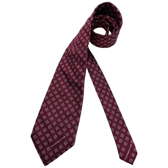 PORCHE Burgundy Geometric Silk LUXURY Tie ITALY - Picture 1 of 6